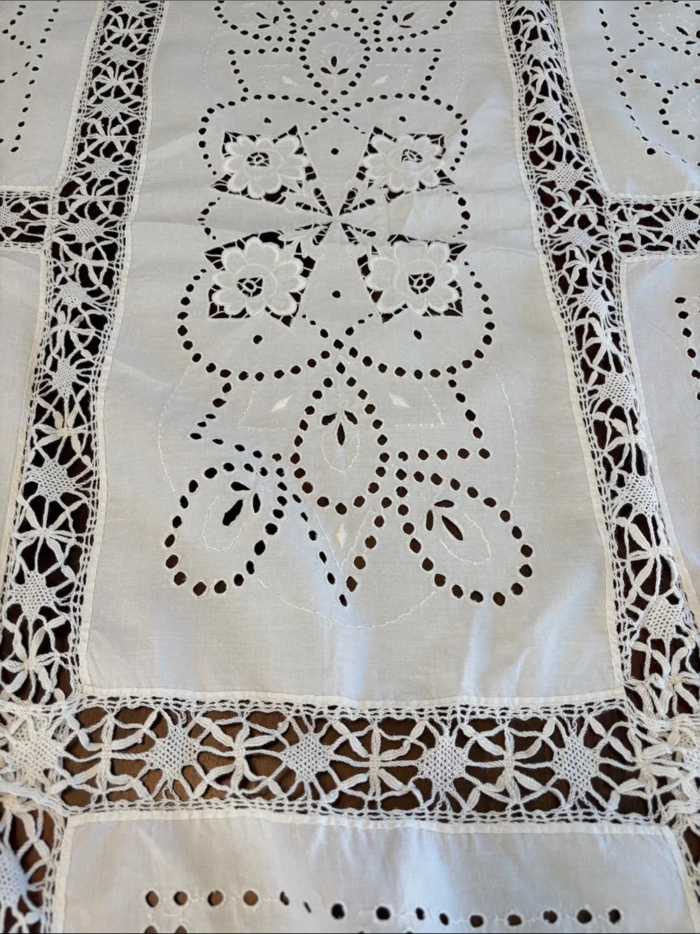 Vintage White Cutwork Lace Table Cloth - Classic Home Dining